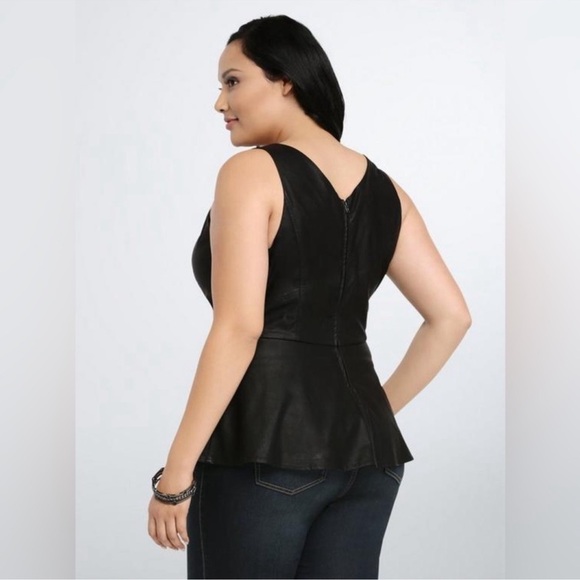 Torrid Faux Leather Peplum Top - Picture 2 of 7